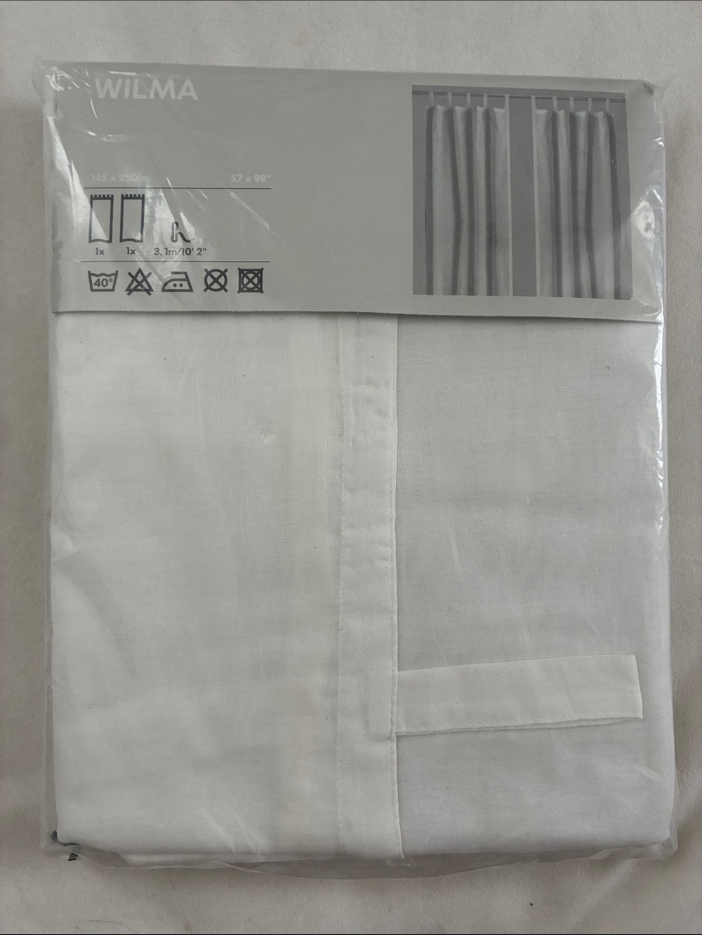 IKEA Wilma 57 x 98” White Curtain Panels (set of 2)